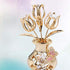 24K Gold Plated Crystal Studded Flower Bouquet in Vase with Decorative Butterfly